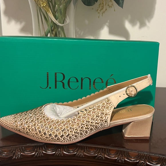 J.Renee Shoes - J.Renee Sparkling Gold Slingback Heels